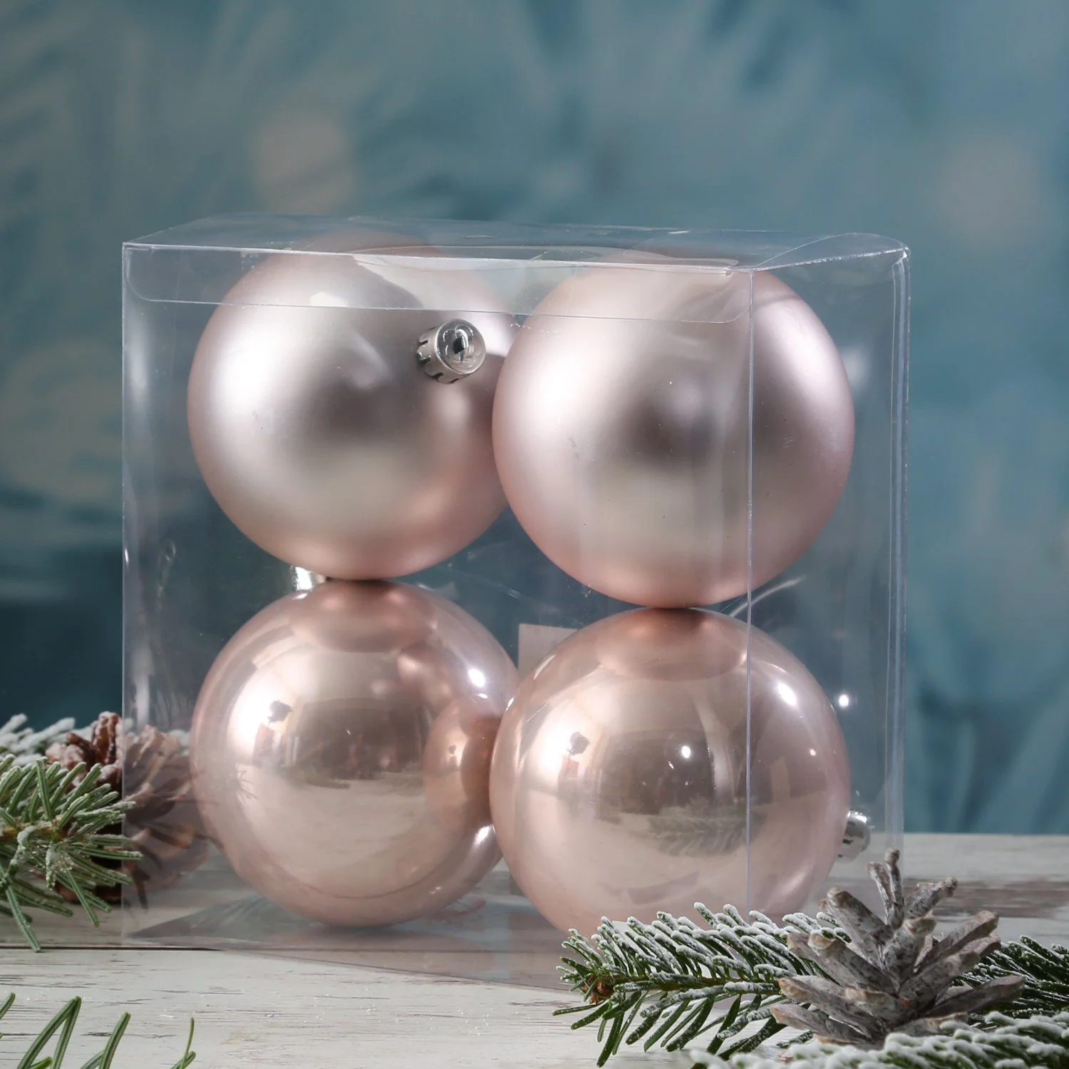 Weihnachtsbaumkugeln – 10 cm, Rosa, 4er-Set, bruchfest